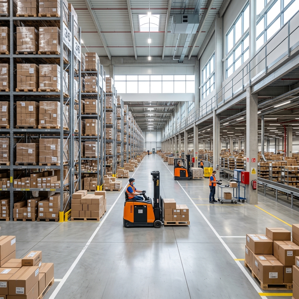 Interior de almacén logístico ecommerce